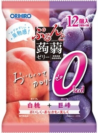 ぷるんと蒟蒻ゼリー パウチ12個入 0kcal 白桃＋巨峰